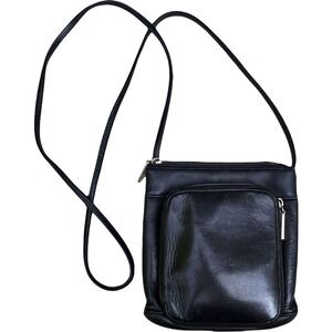 HOBO Smooth Black Small Leather Crossbody Bag Built In Wallet Pocket